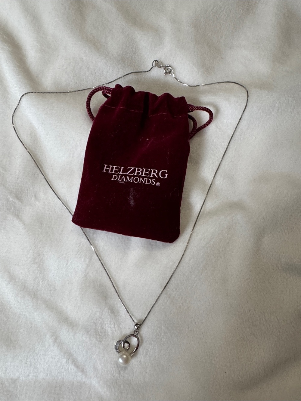 Helzberg Diamonds Silver Heart Pendant Necklace with Pearl